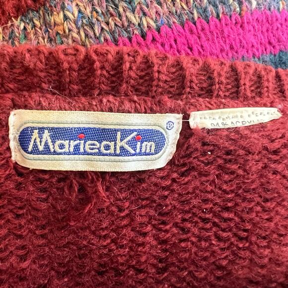 Vintage 80s Mariea Kim Twisted Boat Neck Long Sleeve Knit Sweater Size Small - Picture 8 of 11